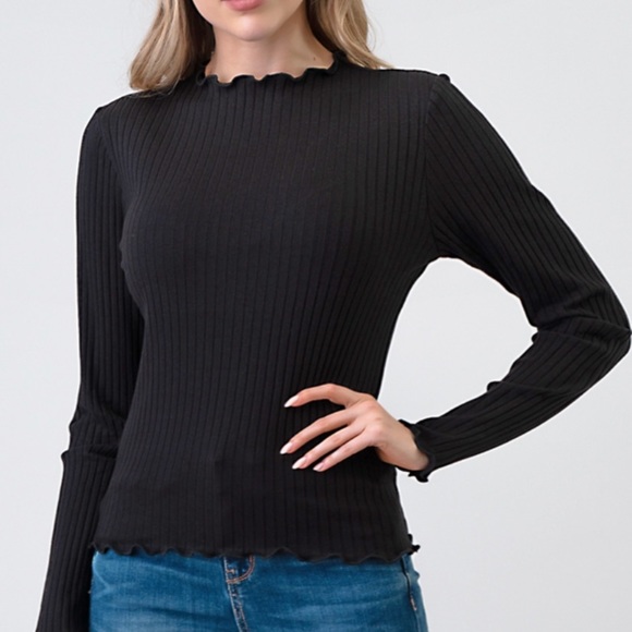 Terracotta Long Sleeved w/ Ribbed Lettuce-Merrow! - Picture 2 of 3